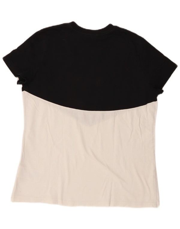 Nike T-shirt graphique pour femme UK 16 Grand coton color block noir