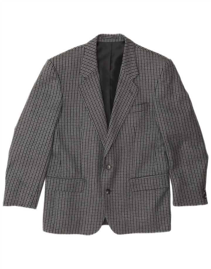 Jaqueta blazer masculina Kilmaine com 2 botões Reino Unido 38 lã houndstooth cinza médio