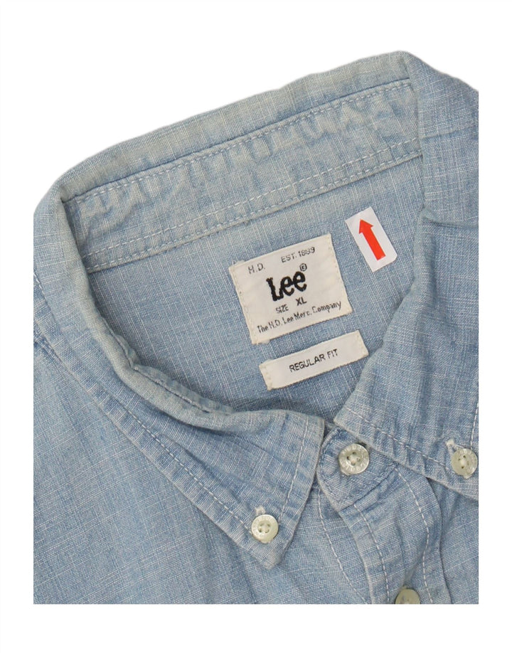 LEE Mens Regular Fit Shirt XL Blue Cotton