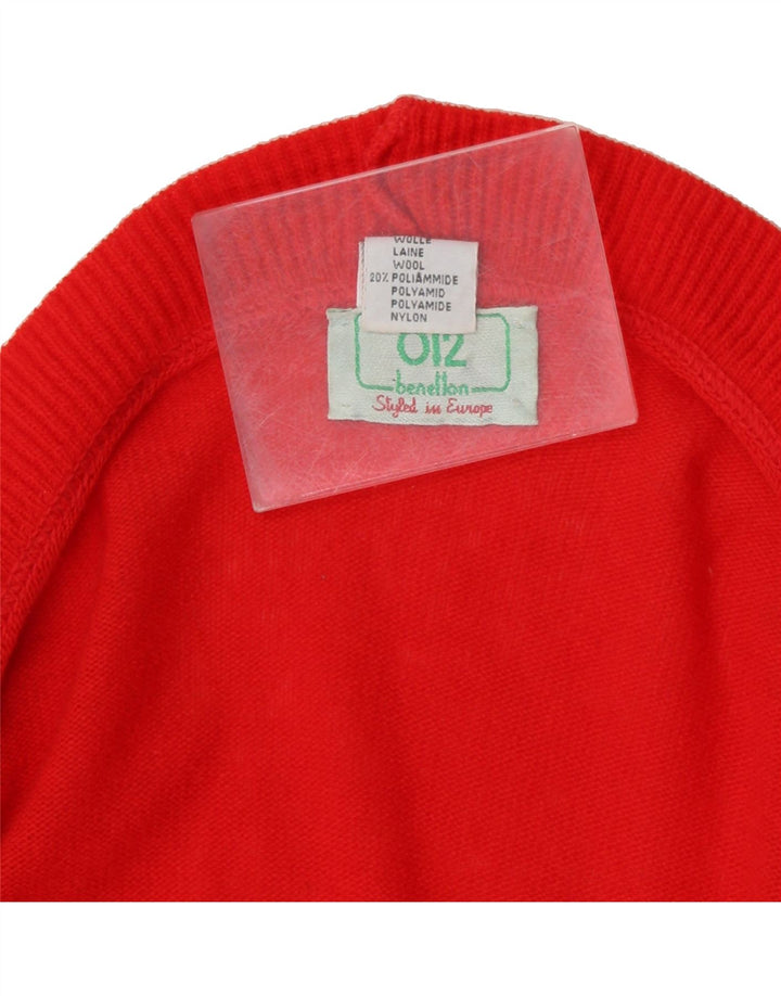 BENETTON Womens Poncho Cardigan Sweater One Size Red Wool Vintage Benetton and Second-Hand Benetton from Messina Hembry 