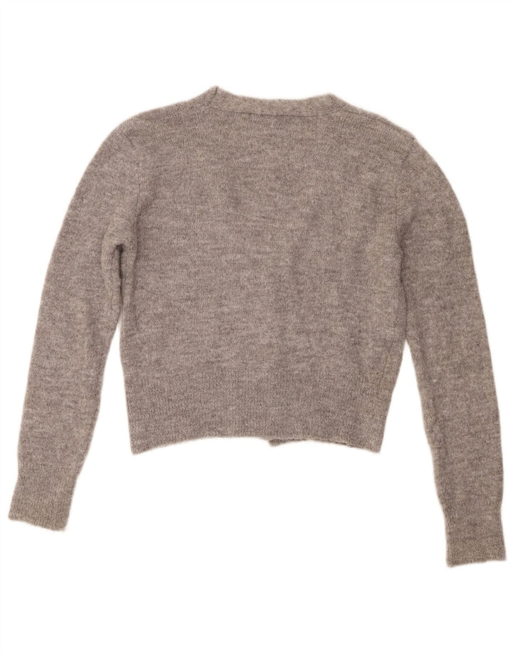 Zara Womens Crop Cardigan Sweater UK 14 Medium Grey