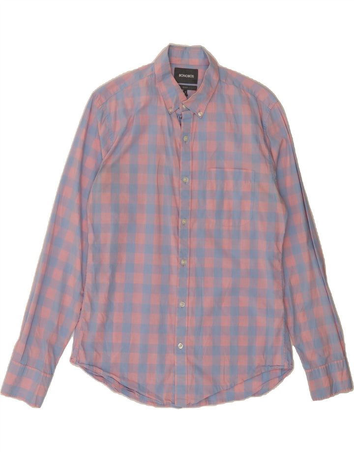 BONOBOS Mens Slim Fit Shirt Medium Blue Check Cotton Vintage BONOBOS and Second-Hand BONOBOS from Messina Hembry 