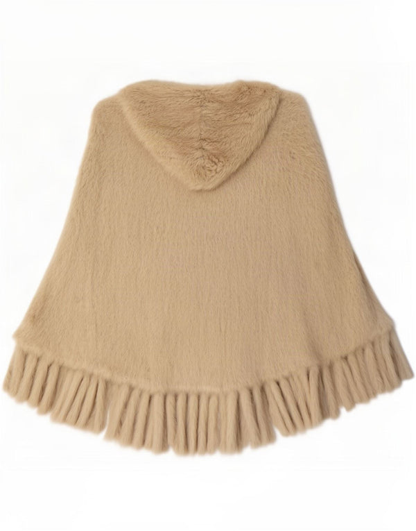 Elisabetta Franchi Poncho-Pullover aus Kunstfell mit Kapuze für Damen IT 42 Mittelbeige