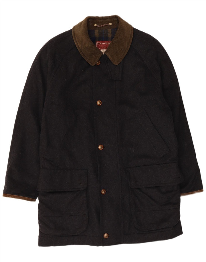 Schneiders Mens Overcoat EU 48 Medium Navy Blue Polyamide