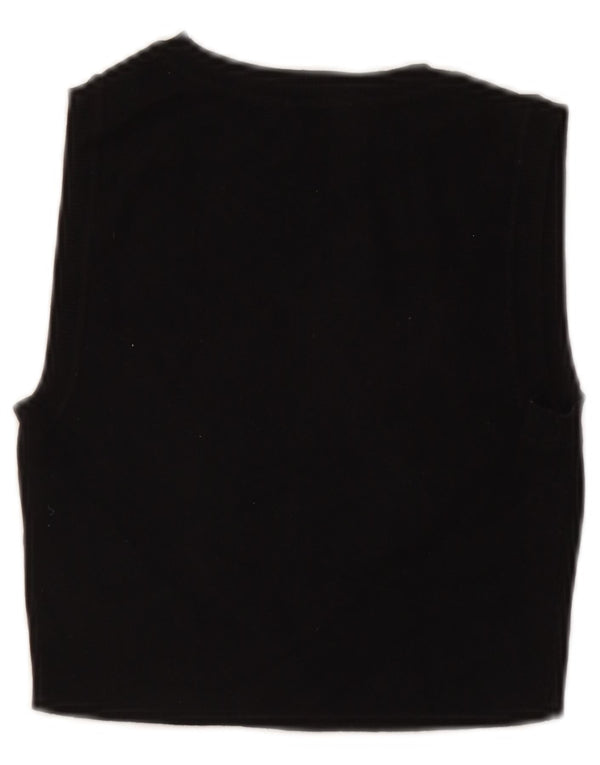 Zara Γυναικείο Αμάνικο Crop Top UK 12 Medium Black Viscose
