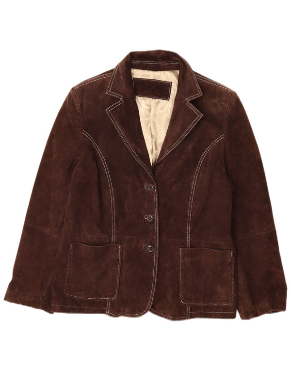 Yessica Damen-Blazerjacke aus Wildleder mit 3 Knöpfen, EU 46, XL, braunes Leder
