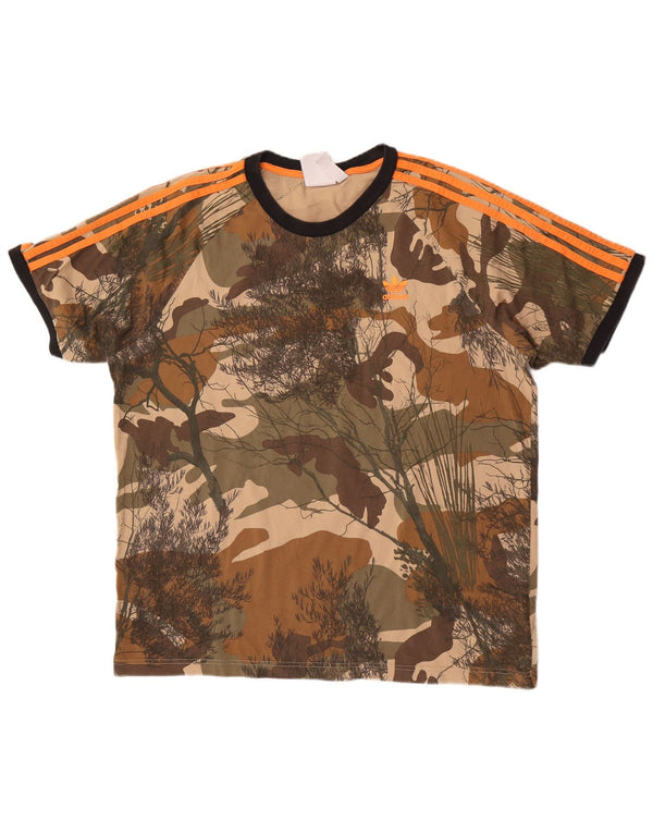 Adidas Mens T-Shirt Top Large Multicoloured Camouflage Cotton