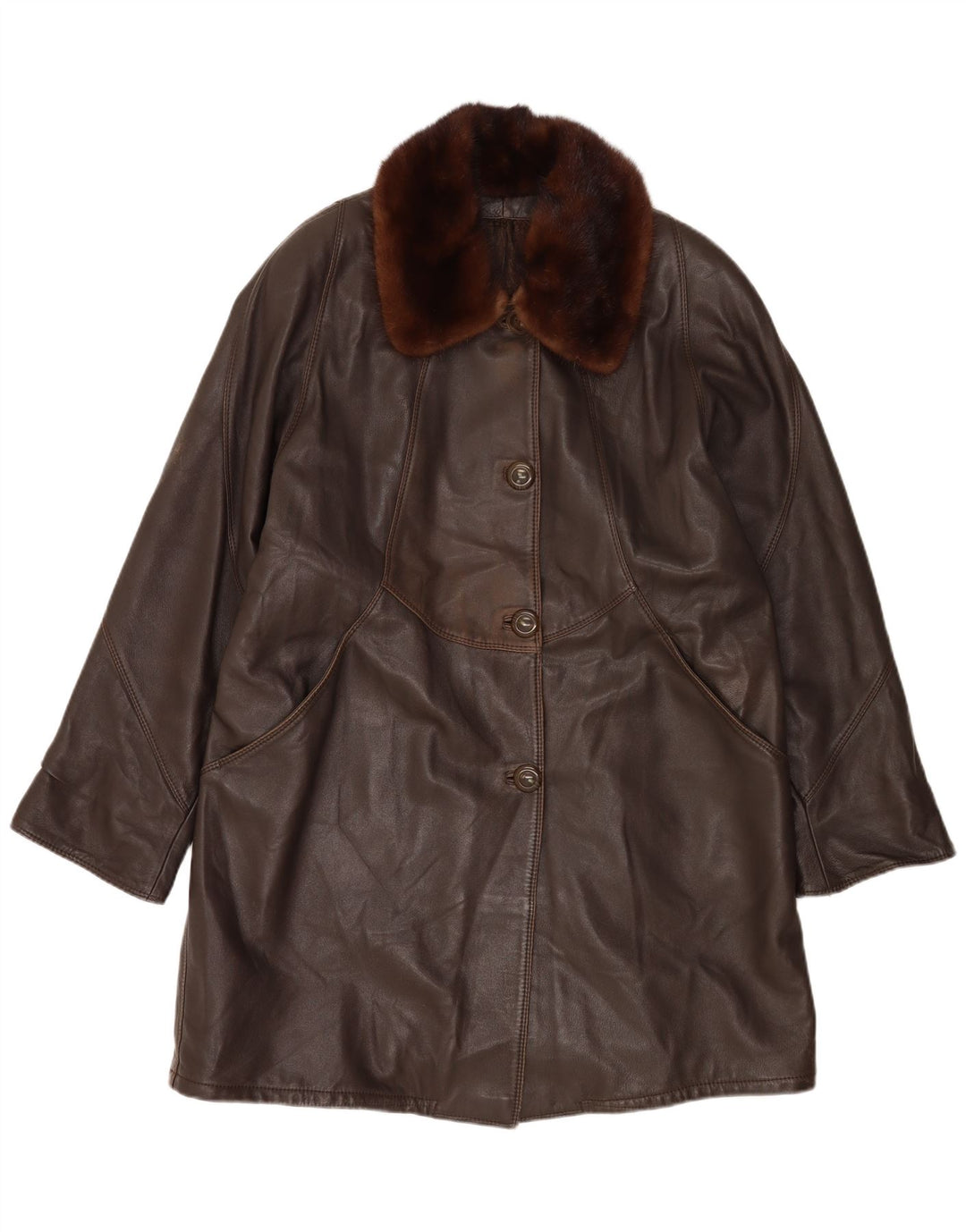 Vintage Womens Overcoat UK 18 XL Brown