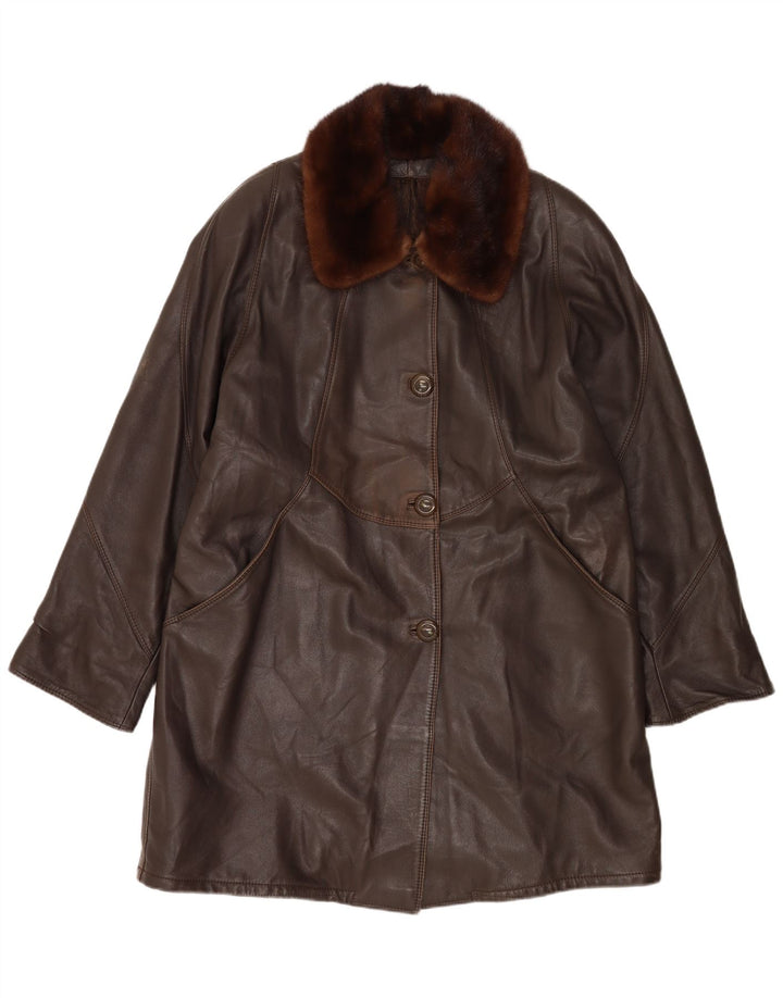 Vintage Womens Overcoat UK 18 XL Brown