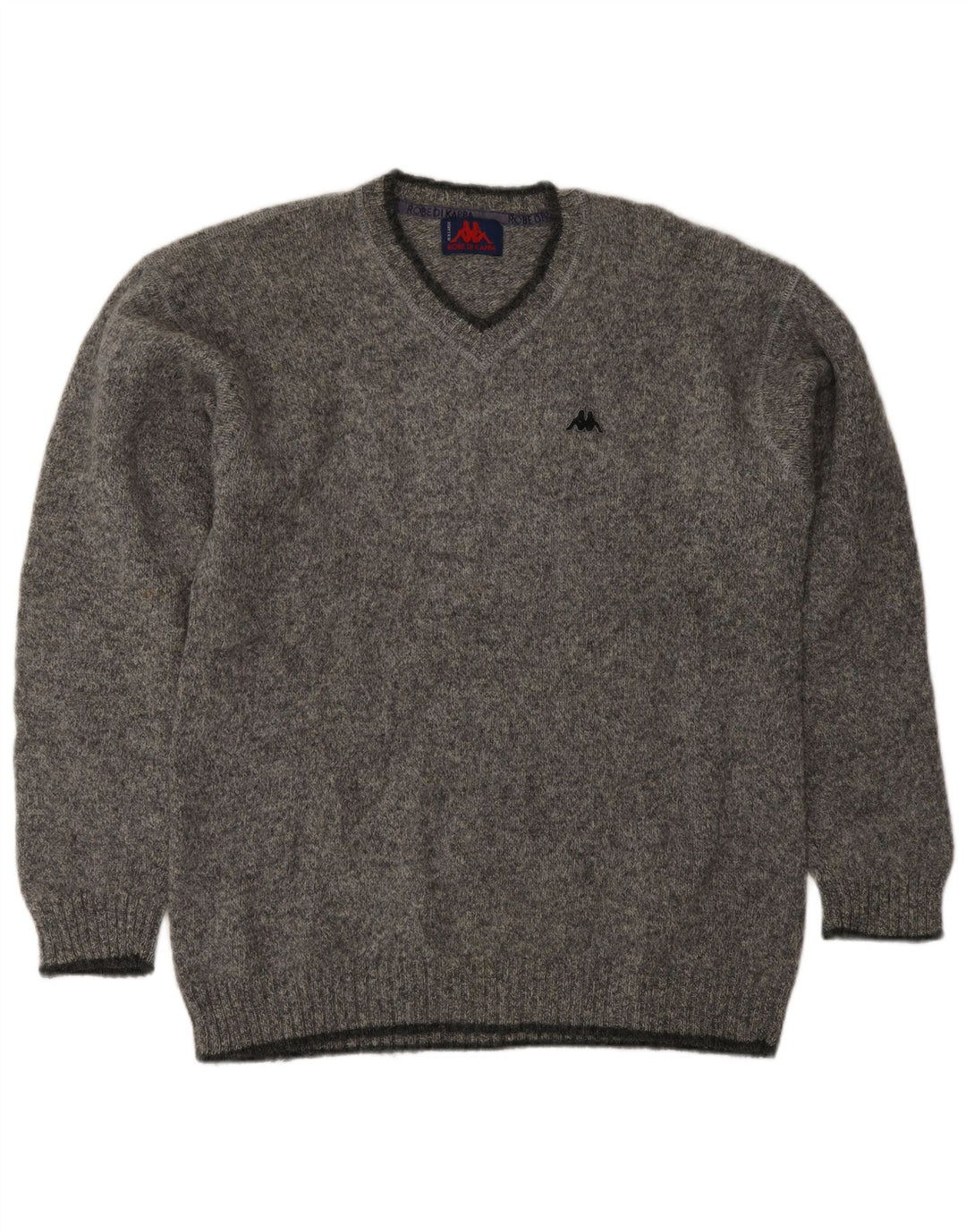 Kappa Mens V-Neck Jumper Sweater XL Grey Flecked Wool