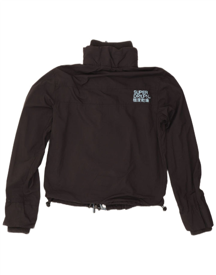 Superdry Womens Graphic Rain Jacket UK 14 Medium Black Nylon