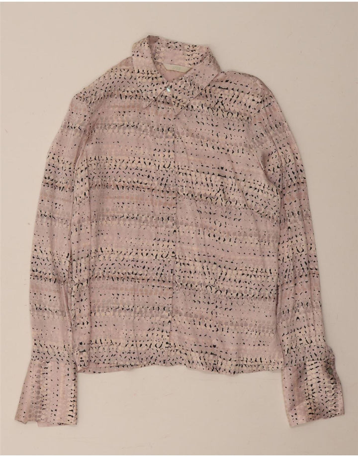 Marks & Spencer Womens Shirt Blouse UK 12 Medium Pink Spotted Silk