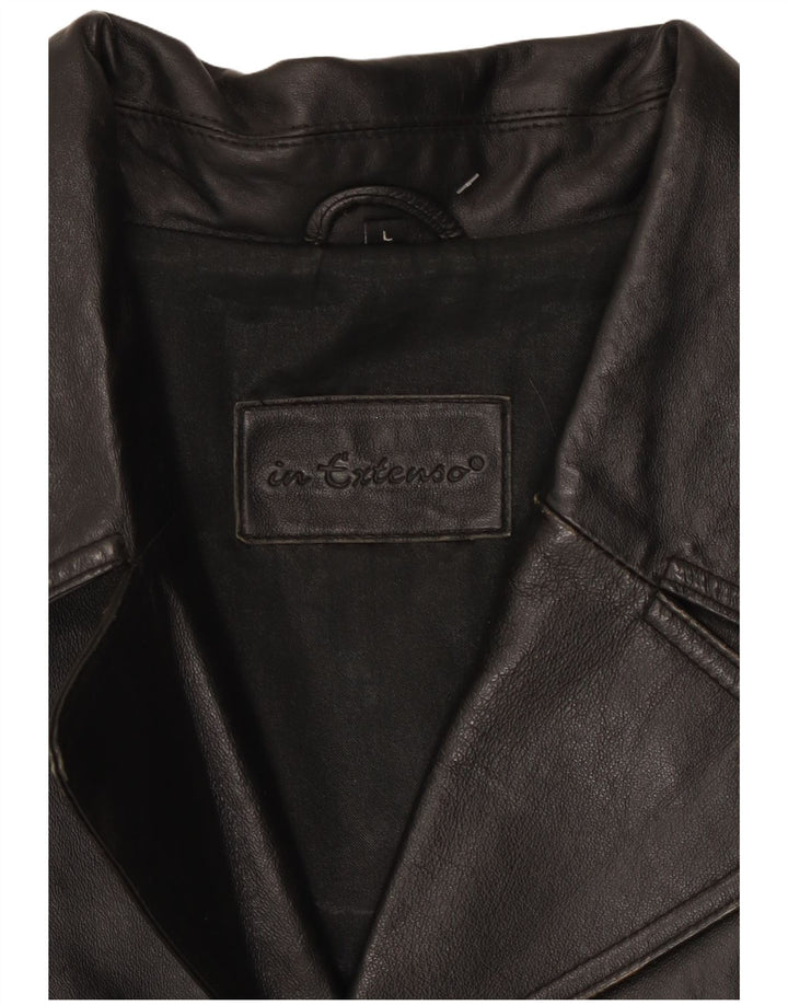 In Extenso Mens Leather Jacket UK 40 Large Black Leather