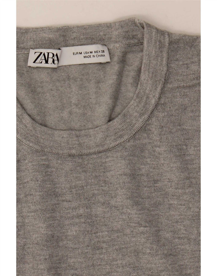 Zara Womens Crew Neck Jumper Sweater UK 12 Medium Grey