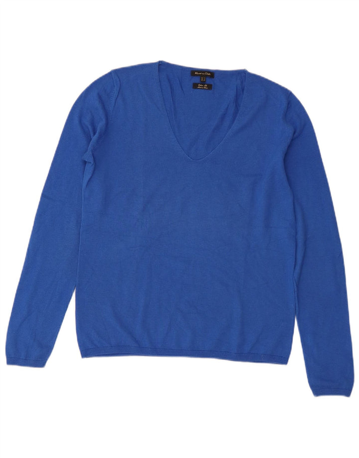Massimo Dutti Womens V-Neck Jumper Sweater UK 10 Small Blue