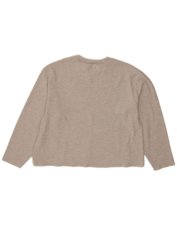 Zara Mujer Crop Blusa Top UK 46 Grande Poliéster Beige