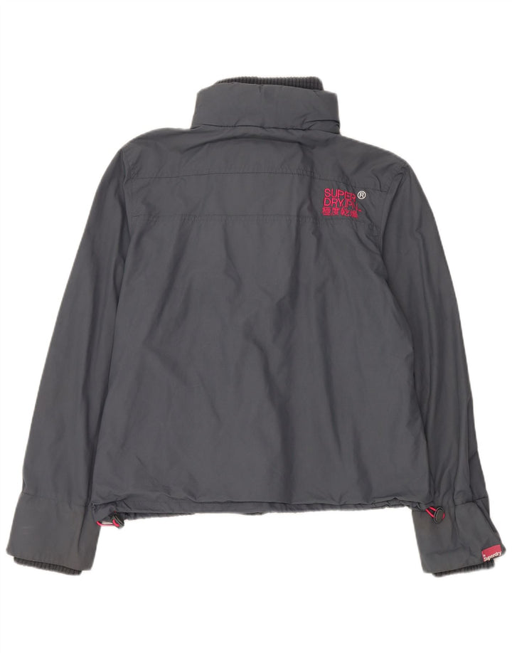Superdry Womens Windcheater Rain Jacket UK 42 XL Grey Nylon