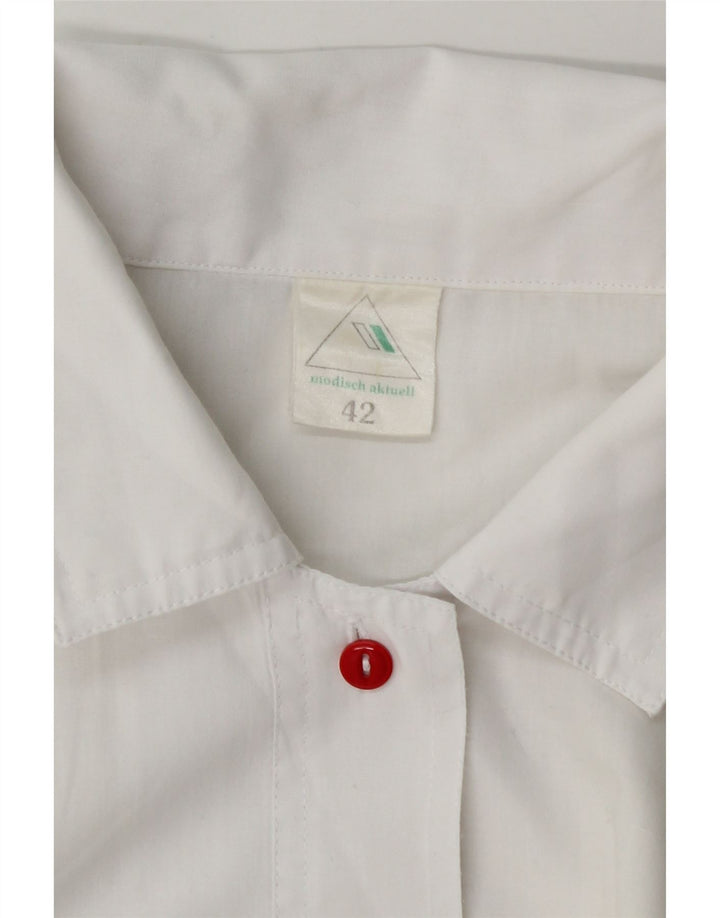 VINTAGE Womens Short Sleeve Shirt EU 42 Large White Polyester Vintage Vintage and Second-Hand Vintage from Messina Hembry 