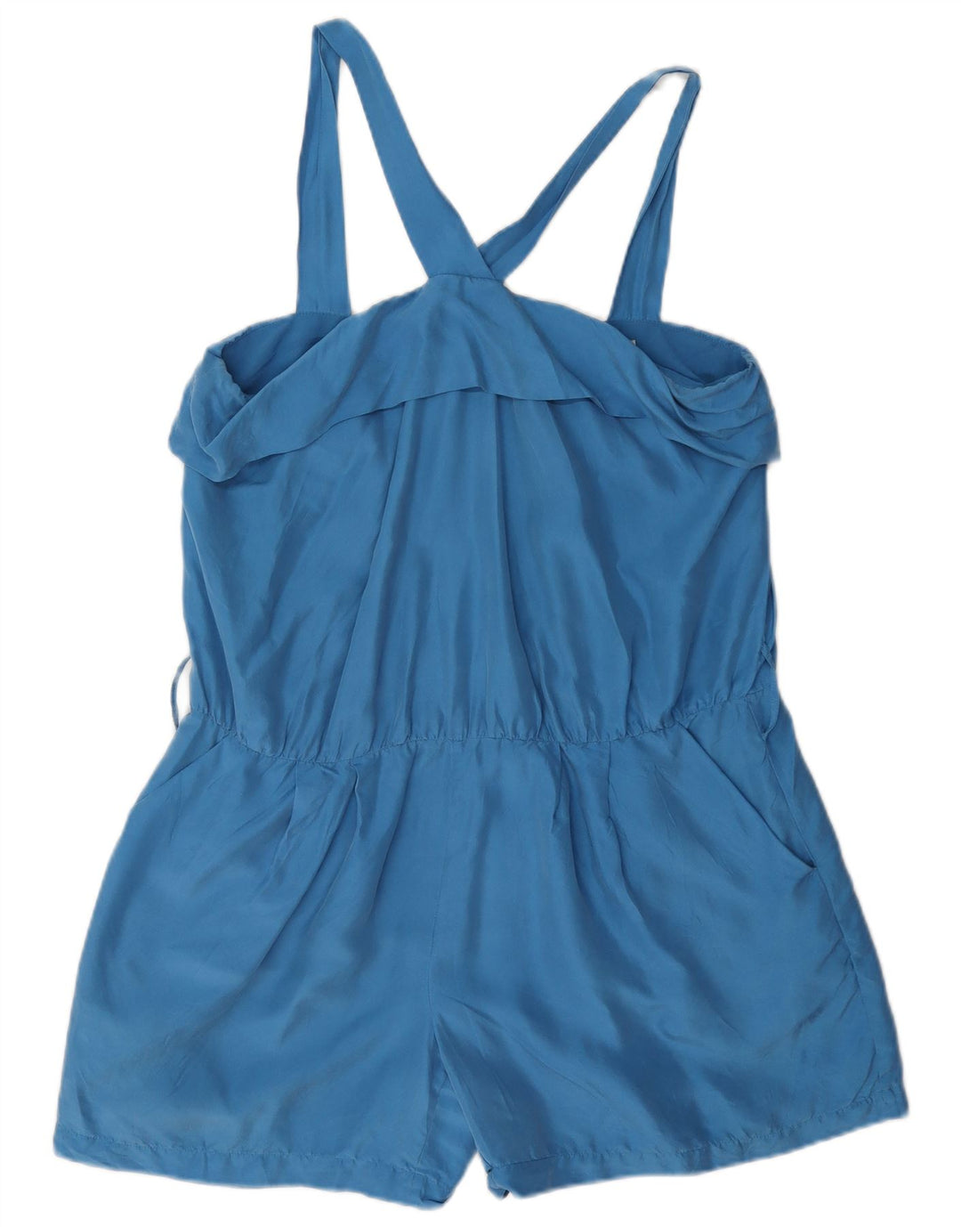 Reiss Womens Playsuit UK 12 Medium Blue Silk