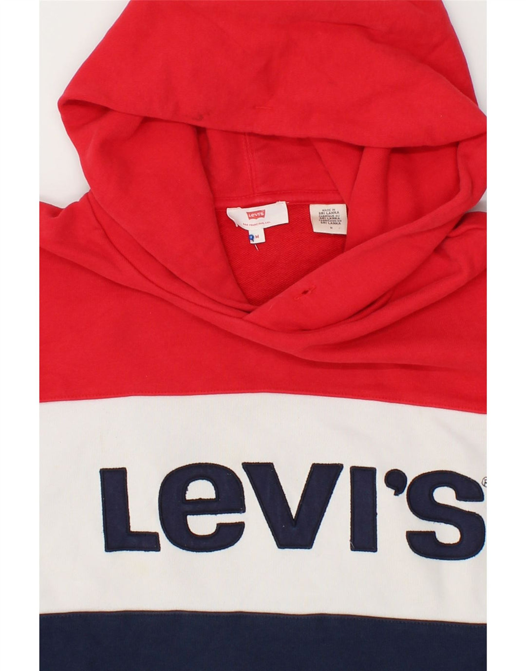 LEVI'S Womens Graphic Hoodie Jumper UK 14 Medium Multicoloured Colourblock Vintage Levi's and Second-Hand Levi's from Messina Hembry 