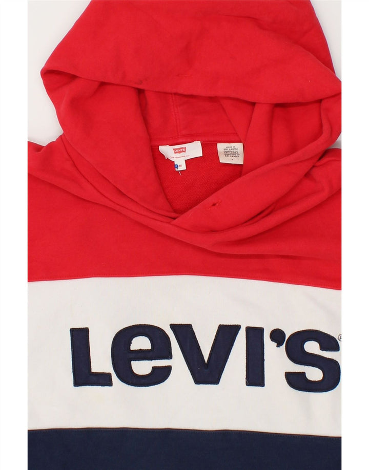 LEVI'S Womens Graphic Hoodie Jumper UK 14 Medium Multicoloured Colourblock Vintage Levi's and Second-Hand Levi's from Messina Hembry 