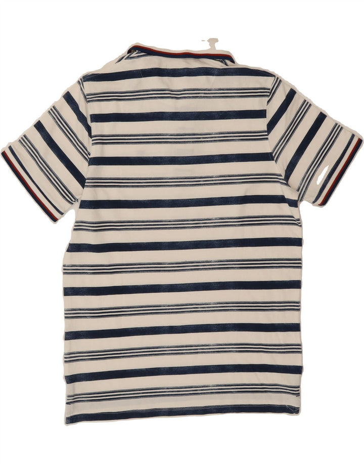 JACK & JONES Mens Polo Shirt Medium White Striped Vintage Jack & Jones and Second-Hand Jack & Jones from Messina Hembry 