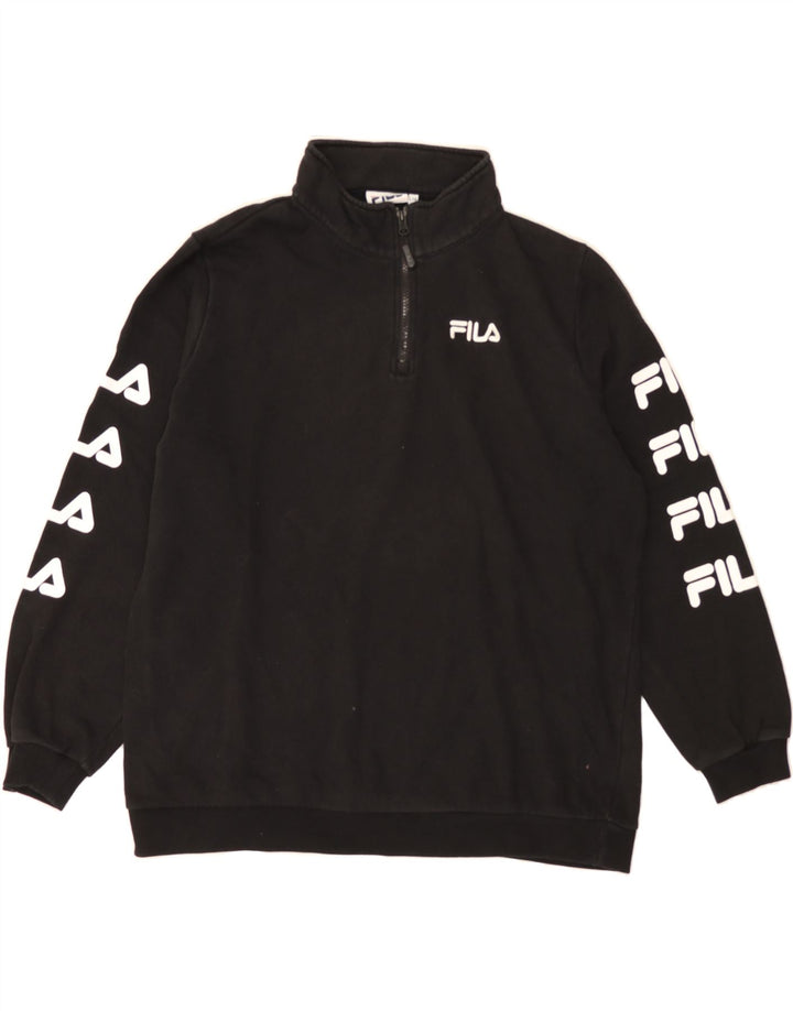 FILA Boys Oversized Graphic Sweatshirt Jumper 13-14 Years Large Black Vintage Fila and Second-Hand Fila from Messina Hembry 