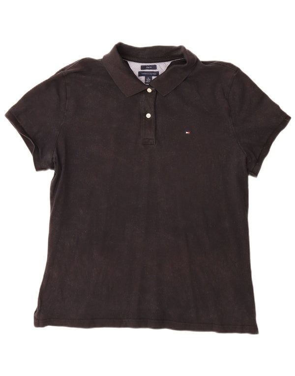 Tommy Hilfiger Damen Slim Fit Poloshirt UK 18 XL Schwarz Baumwolle