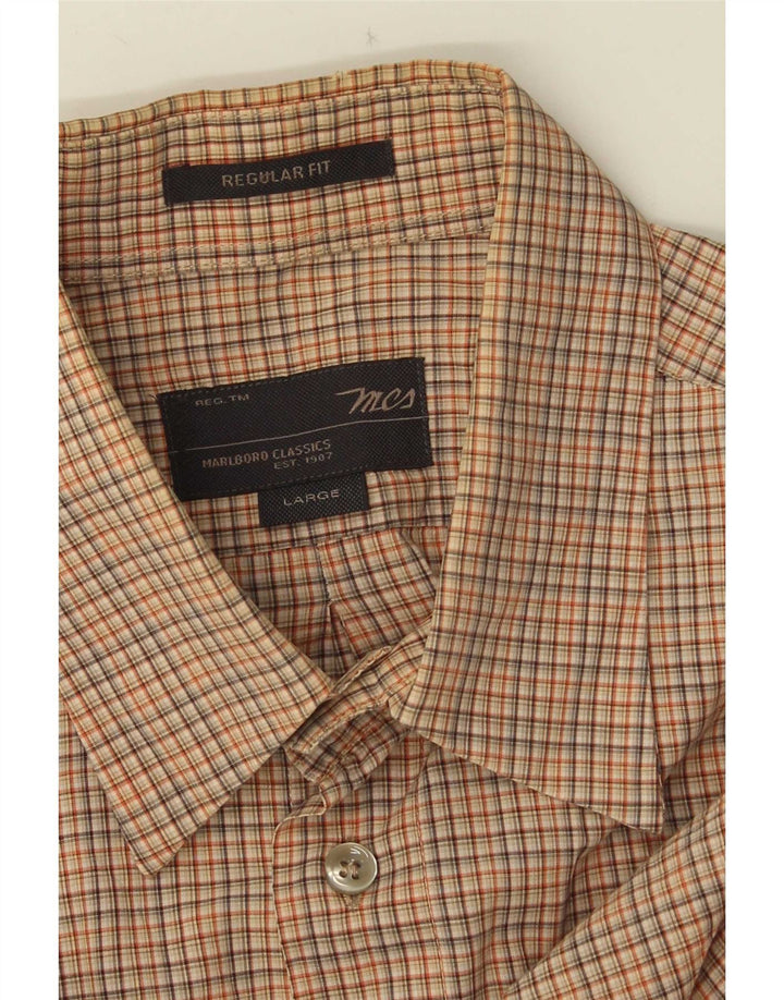 Marlboro Classics Mens Regular Fit Shirt Large Brown Check