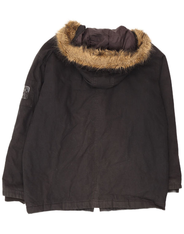 Quiksilver Herre Hooded Parka Jacket UK 40 Large Black Bomuld