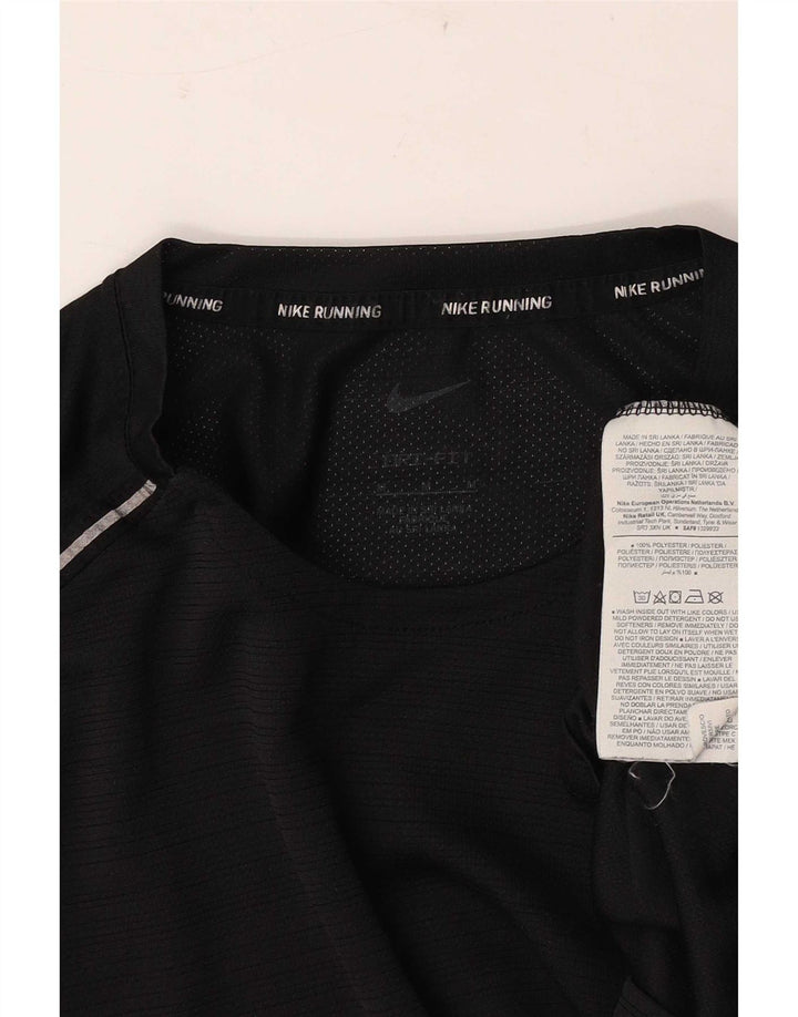 Nike Mens Dri Fit T-Shirt Top Medium Black Pinstripe Polyester