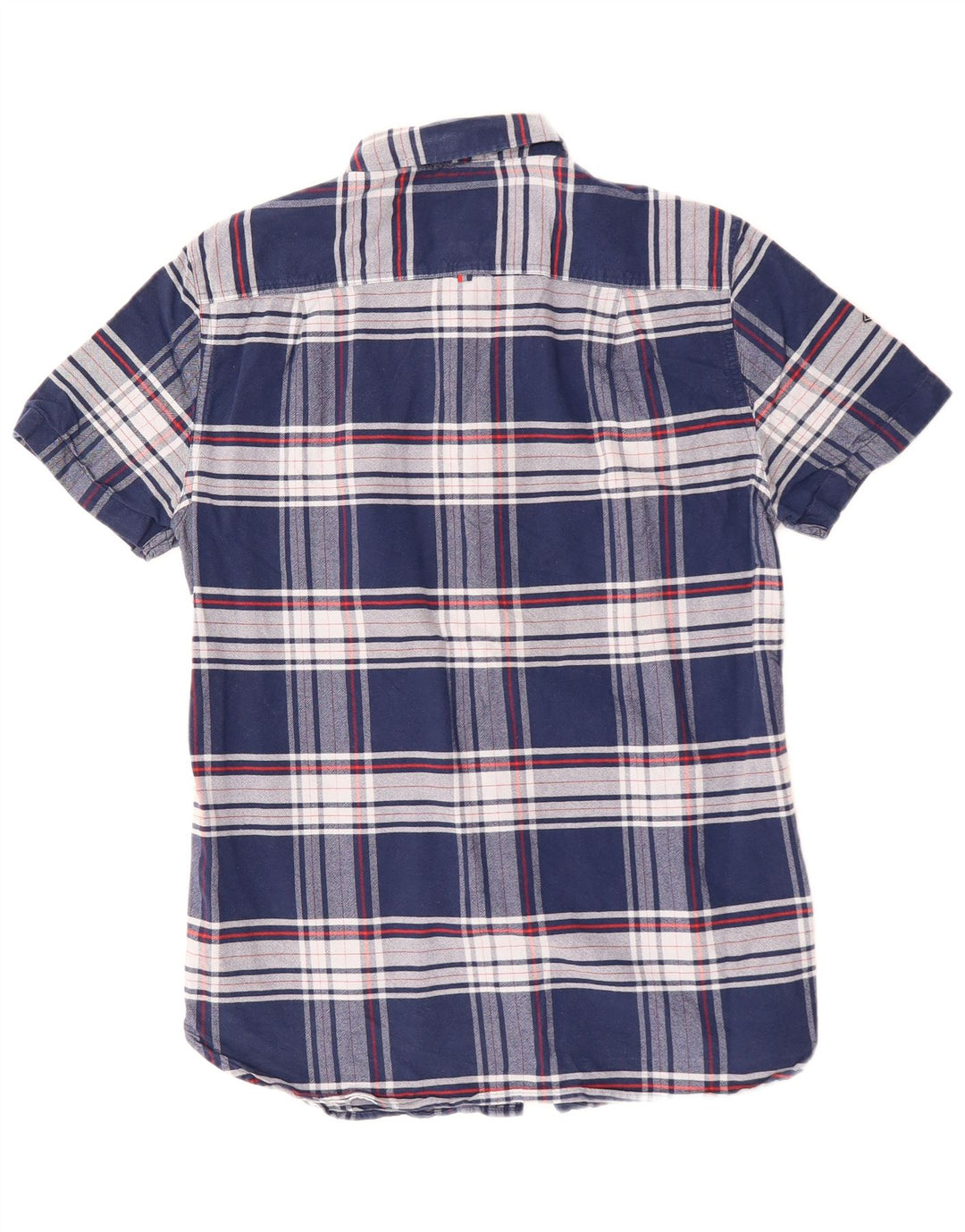 Camicia a maniche corte da uomo SUPERDRY in cotone a quadri blu navy medio