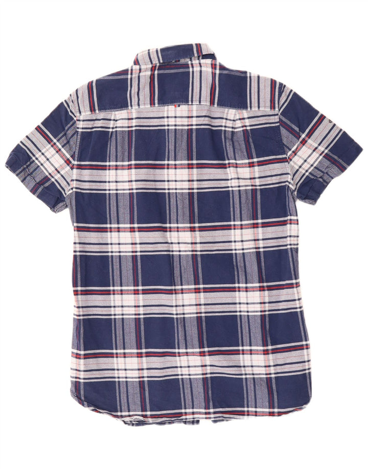Camicia a maniche corte da uomo SUPERDRY in cotone a quadri blu navy medio