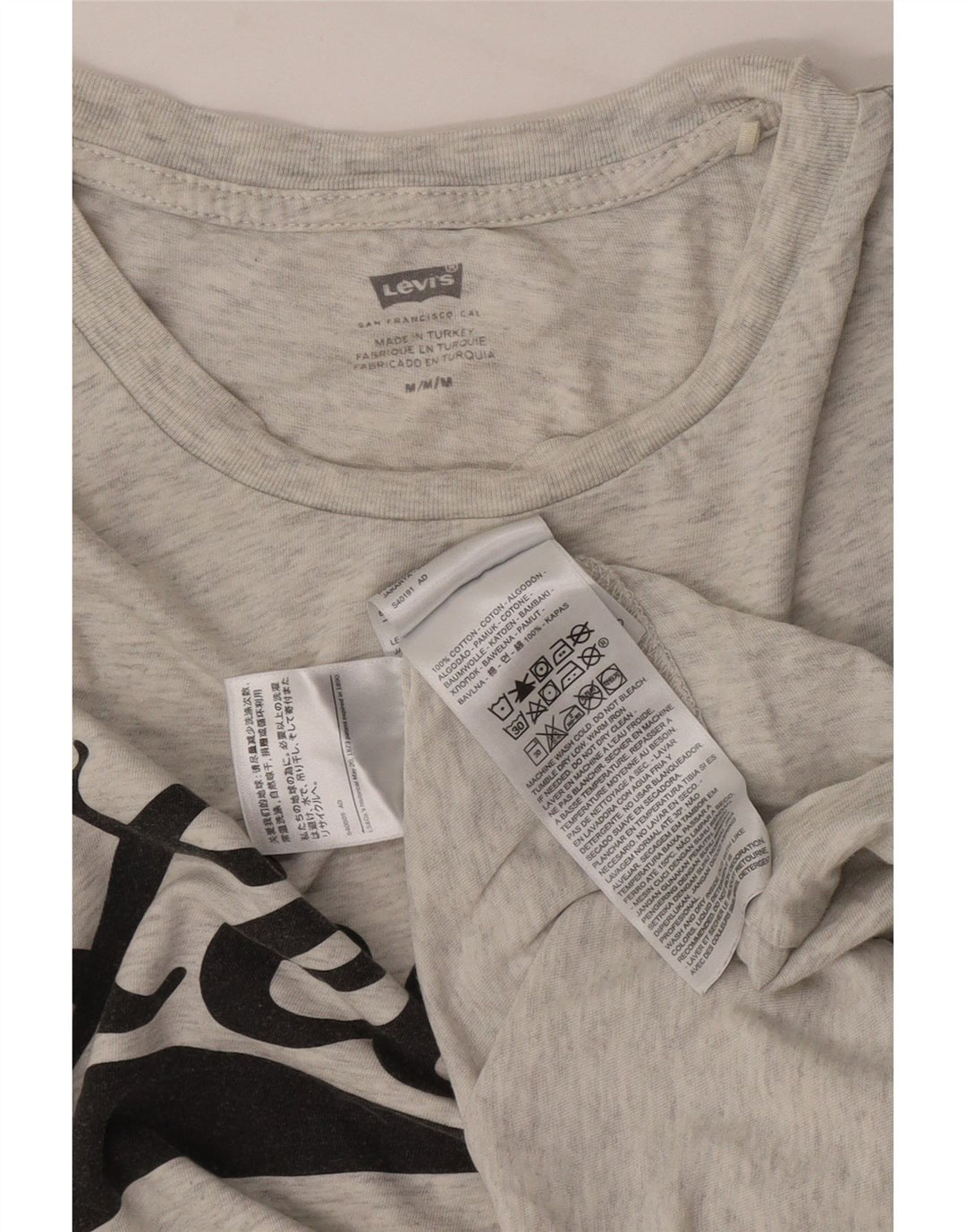 Męska koszulka z grafiką Levi's, średnia, szara, bawełniana nakrapiana