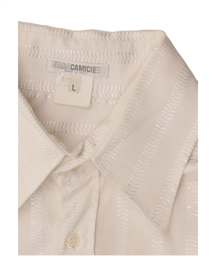 NARACAMICIE Womens Shirt UK 16 Large White Striped Vintage Naracamicie and Second-Hand Naracamicie from Messina Hembry 