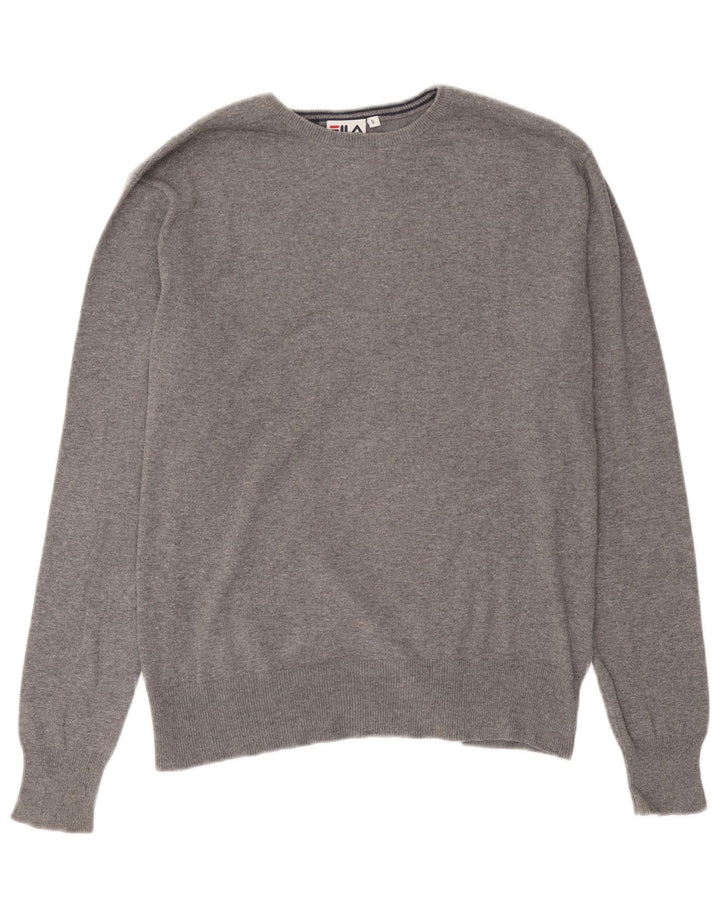 Fila Mens Boat Neck Jumper Sweater Small Grey Cotton