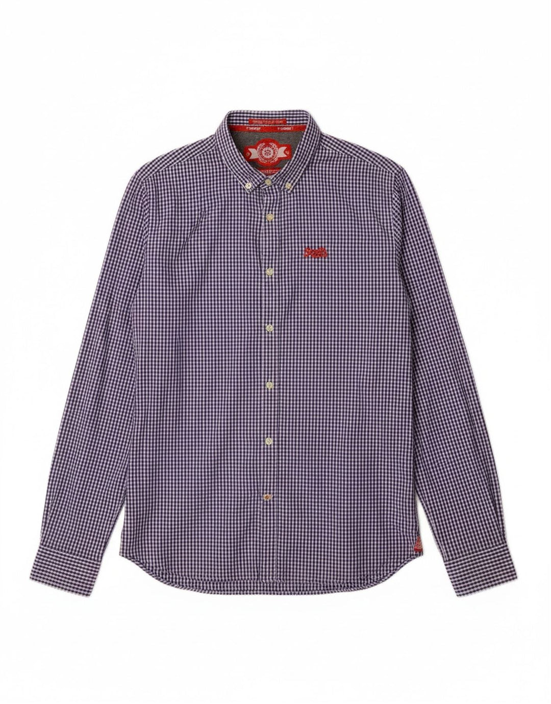 SUPERDRY Mens Shirt Large Blue Gingham Cotton