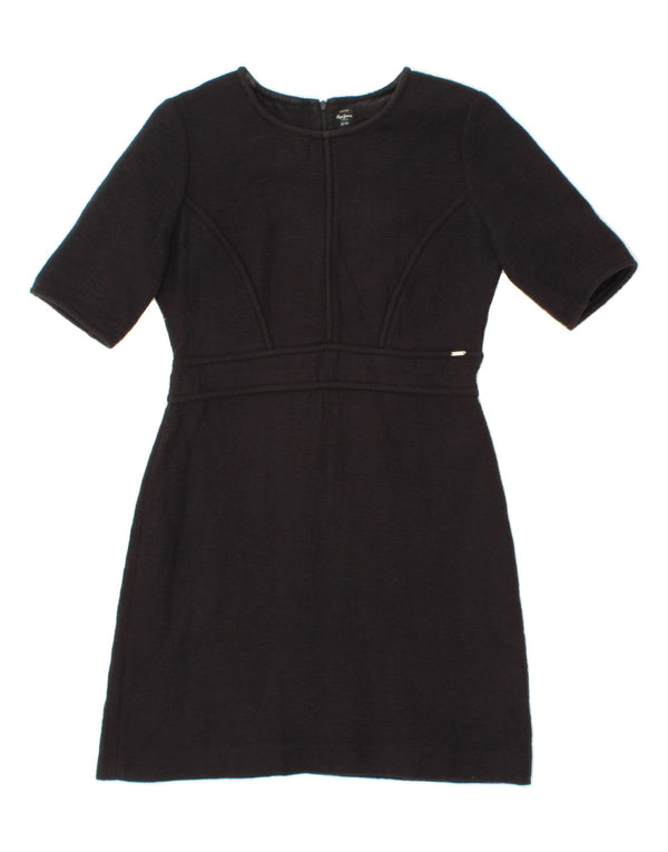 PEPE JEANS Womens Sheath Dress UK 12 Medium Black Cotton