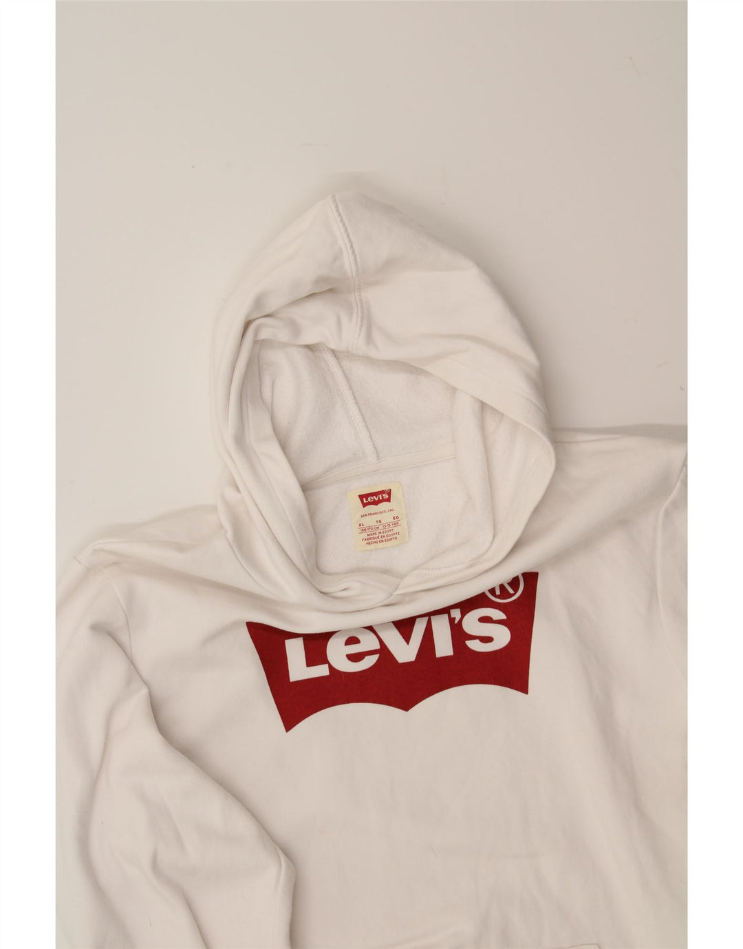 LEVI'S Boys Graphic Hoodie Jumper 13-14 Years XL  White Cotton Vintage Levi's and Second-Hand Levi's from Messina Hembry 