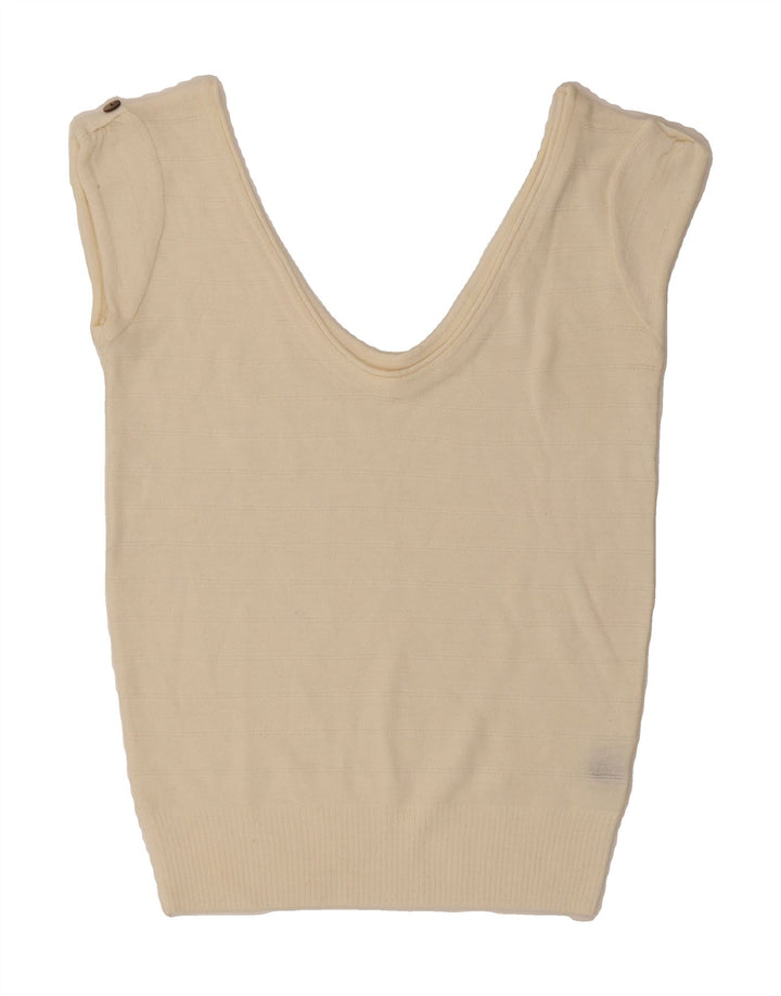VINTAGE Womens Vest Tank Top EU 38/40 Medium Off White Acrylic Vintage Vintage and Second-Hand Vintage from Messina Hembry 