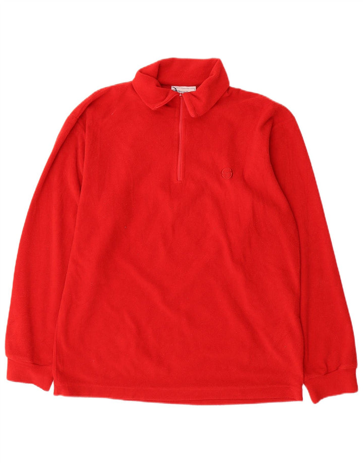 Sergio Tacchini Mens Zip Neck Fleece Jumper Small Red Polyester