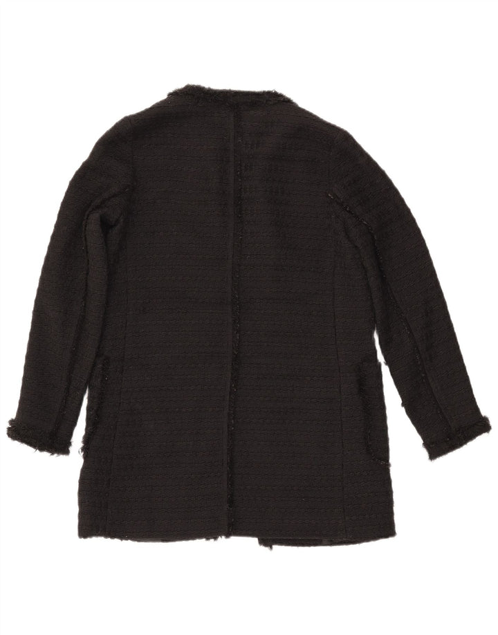 ZARA Womens Longline Open Blazer Jacket UK 10 Small Black Polyester