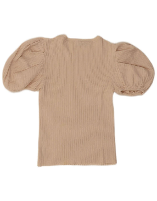 Zara Womens Crop Blouse Top UK 12 Medium Off White Viscose