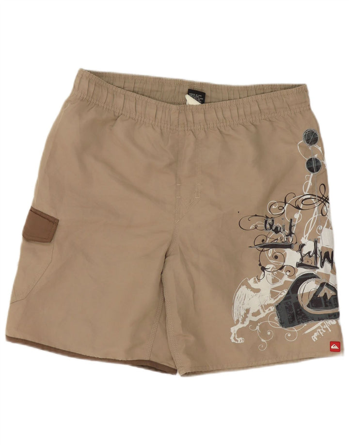 Quiksilver Mens Graphic Swimming Shorts Small Beige Polyester