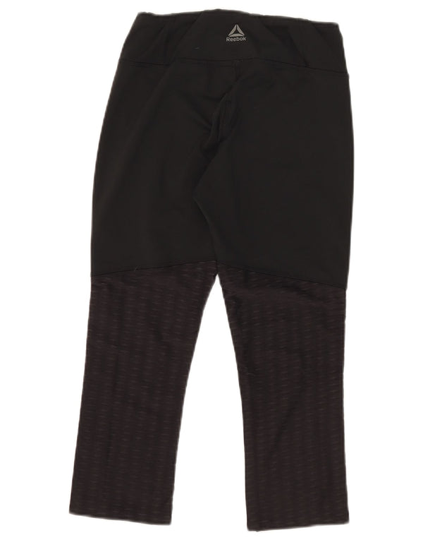 Reebok Womens Speedwick Capri Leggings UK 8/10 Small Black Spotted