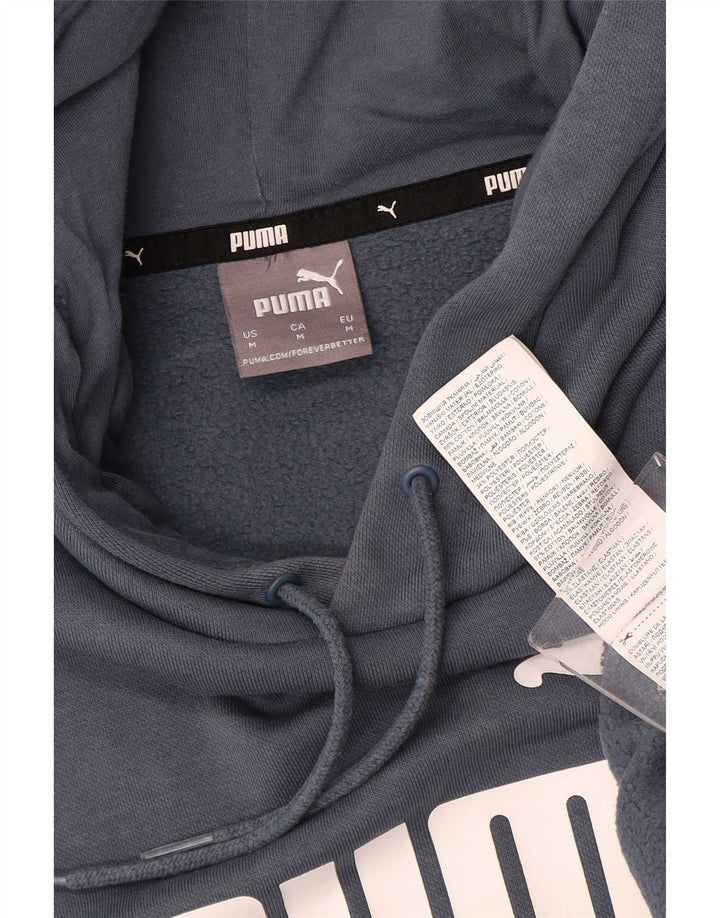 Puma Mens Graphic Hoodie Jumper Medium Blue Cotton