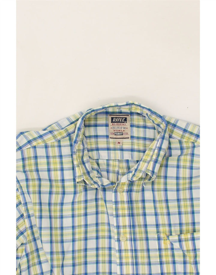 RIFLE Mens Shirt Medium Blue Check Cotton Vintage Rifle and Second-Hand Rifle from Messina Hembry 