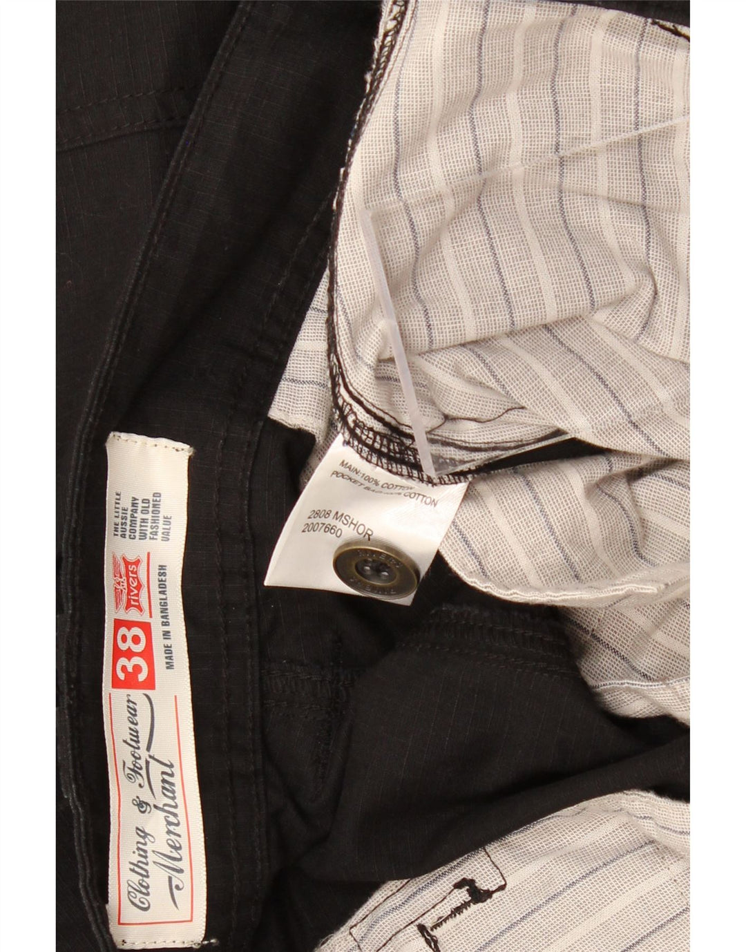 VINTAGE Mens Cargo Shorts W38 XL Black Cotton