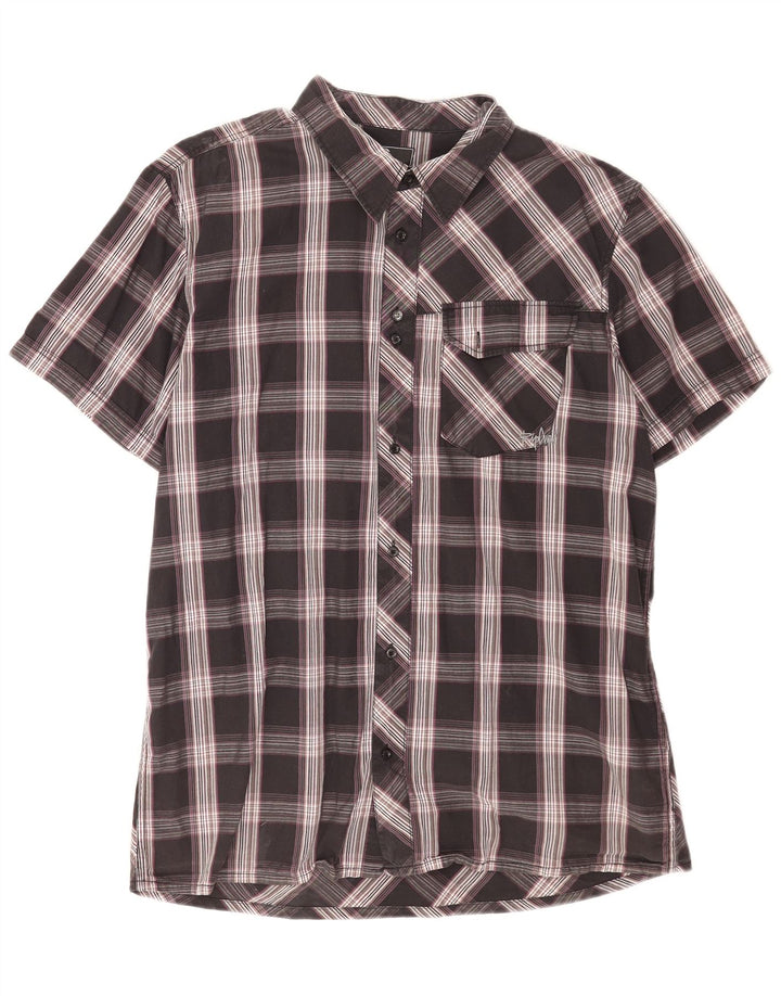 Rip Curl Mens Short Sleeve Shirt XL Black Check Cotton