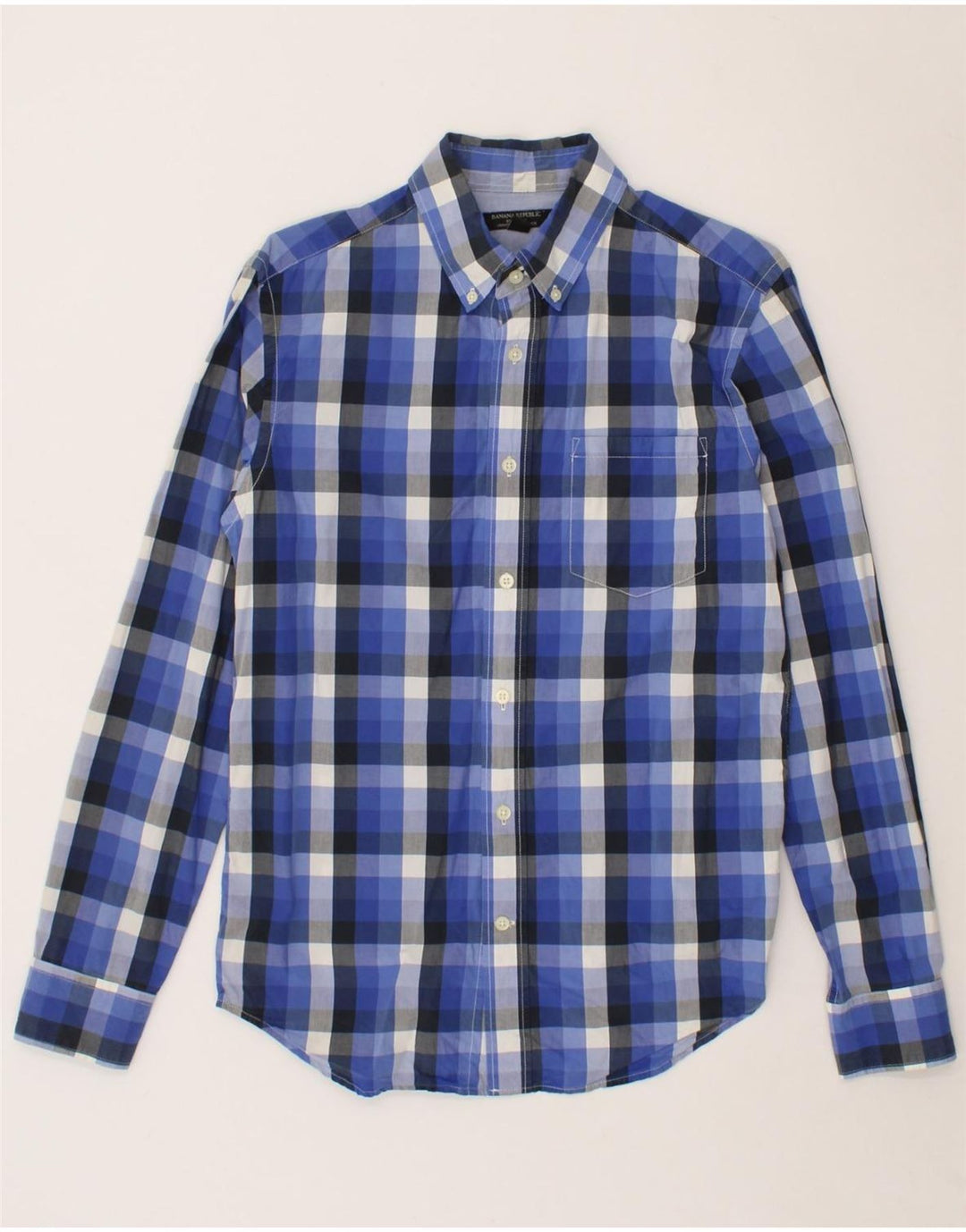 BANANA REPUBLIC Mens Shirt Small Blue Check Cotton Vintage Banana Republic and Second-Hand Banana Republic from Messina Hembry 